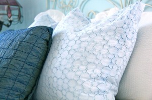 dyed chalk paint eyelet fabric for shabby chic room